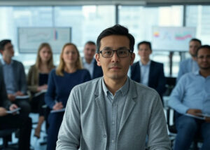 Professional team in a modern office discussing SEO strategies with charts and graphs, representing why to choose us for SEO needs.