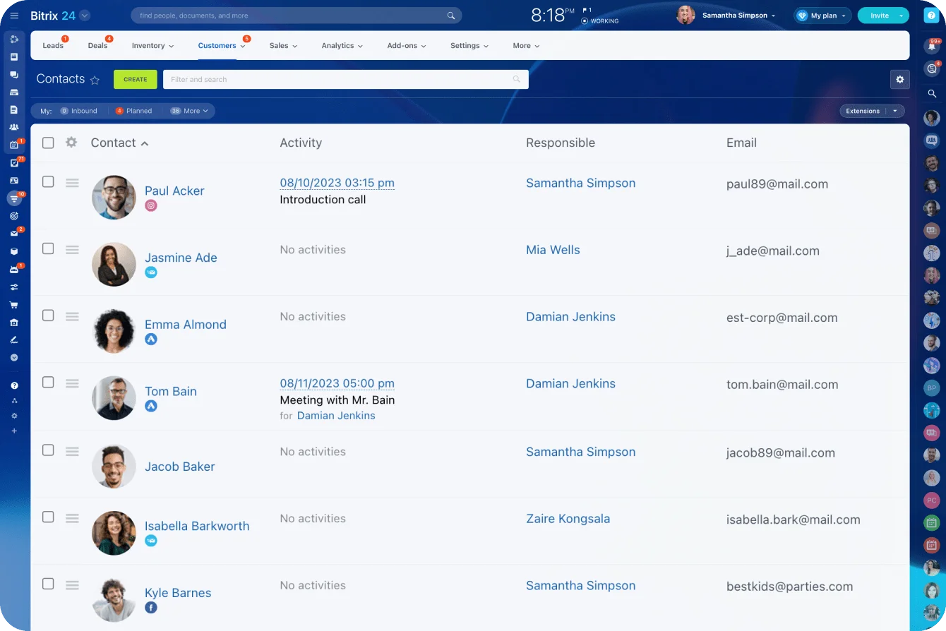Bitrix24 contact management