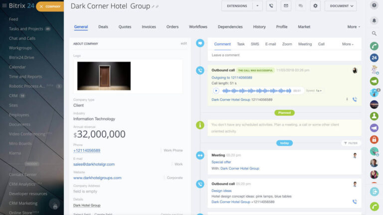 Bitrix24 contact management screenshot